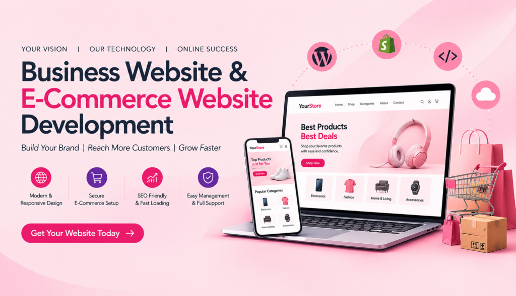 modern e commerce website development banner